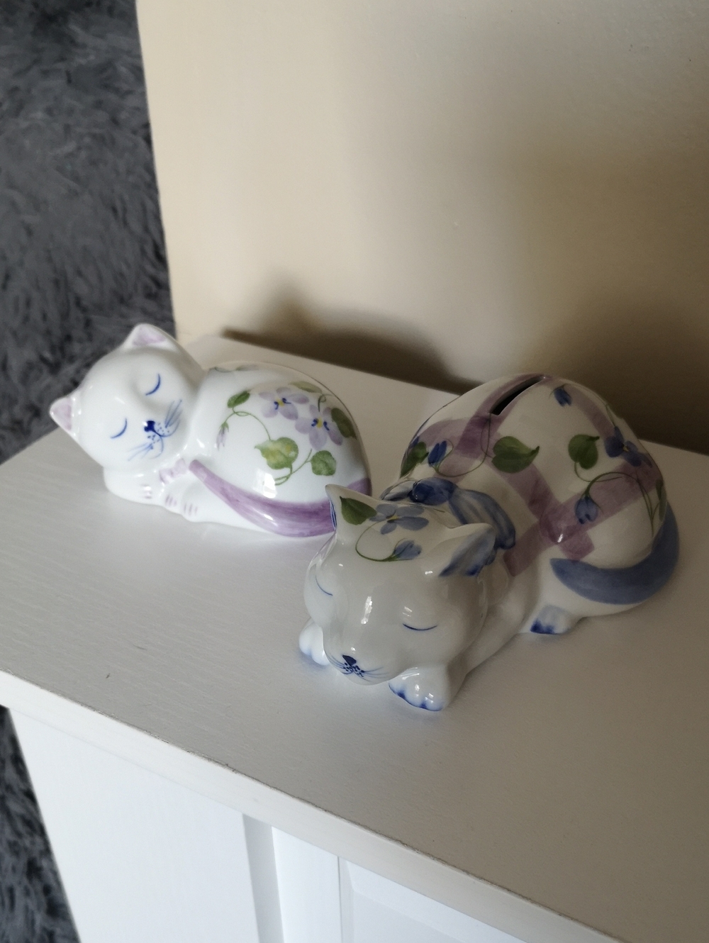 Set of Two Sweet Vintage Andrea by Sadek Ceramic Cat Figures (one is Money Bank)